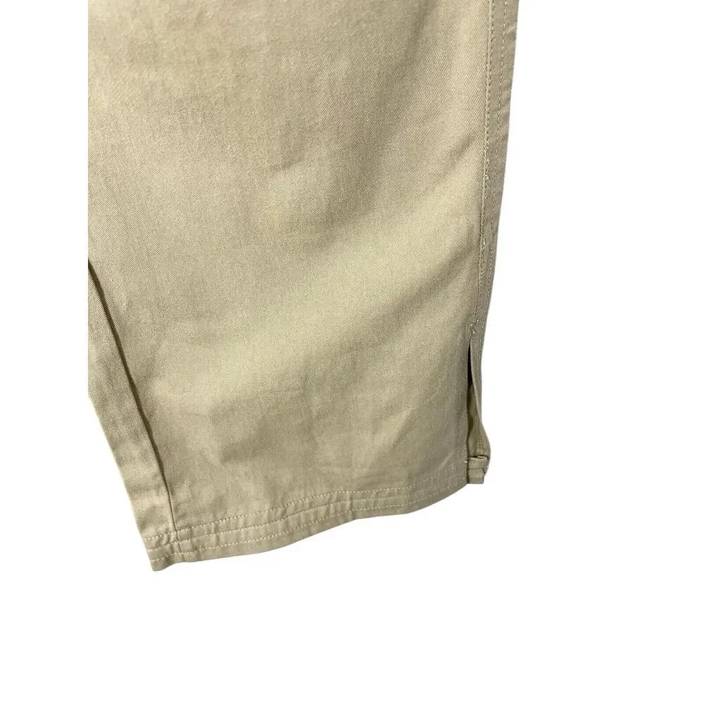 Khaki Pants Tan Cargo Juniper Blu Stretch Pockets Wide Leg Small Utility Cotton